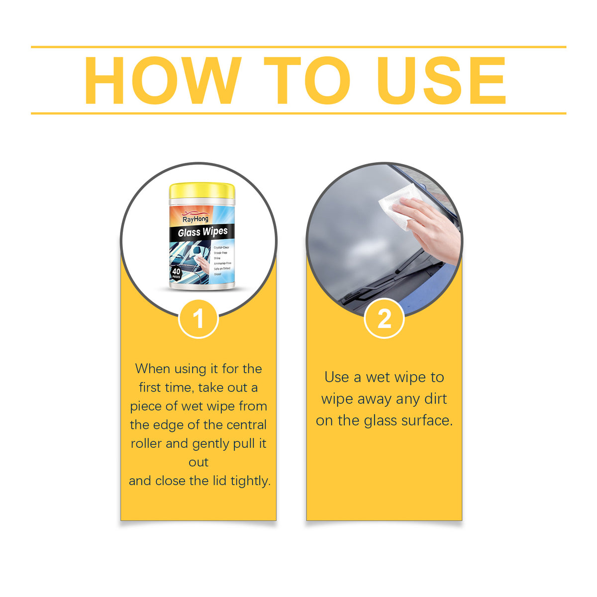 Car Glass Cleaning Wipes for Streak-Free Visibility