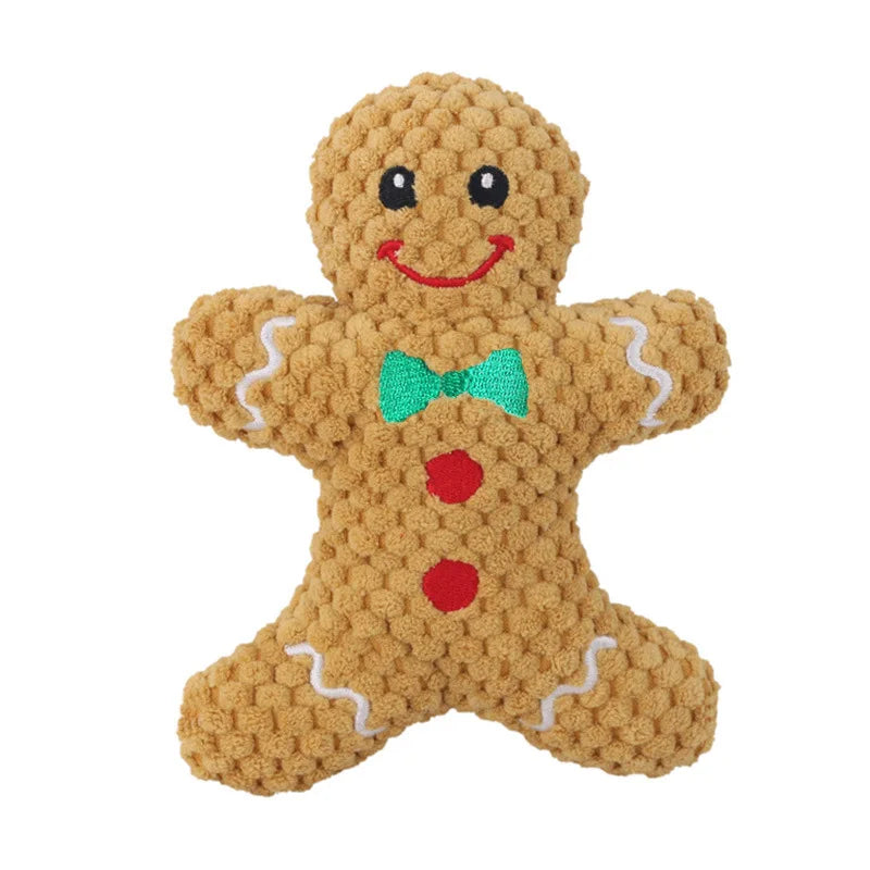 Christmas Dog Plush Toys, 4-Piece Squeaky Toy Set