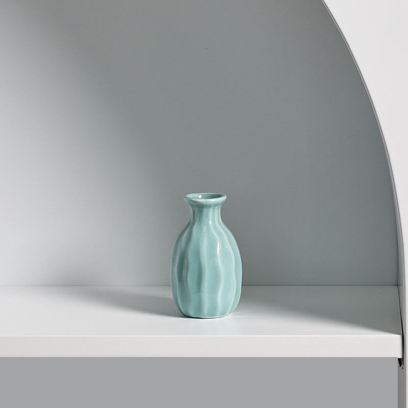 Pastel Glazed Ceramic Mini Vase for Small Spaces Decor