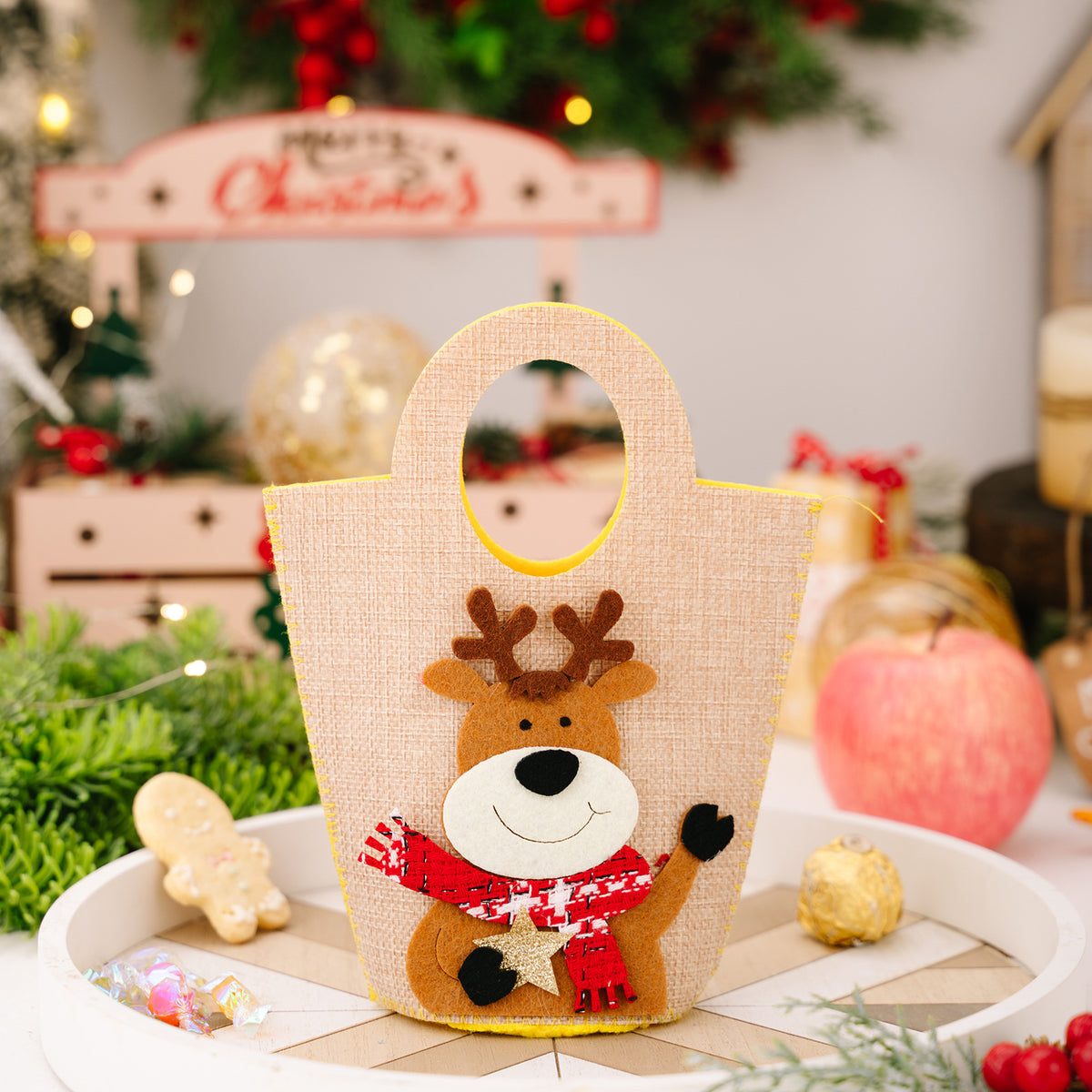 Reusable Christmas Gift Bags for Kids, 3-Piece Set