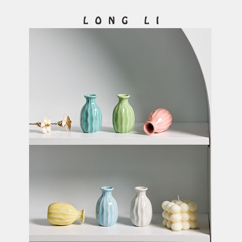 Pastel Glazed Ceramic Mini Vase for Small Spaces Decor