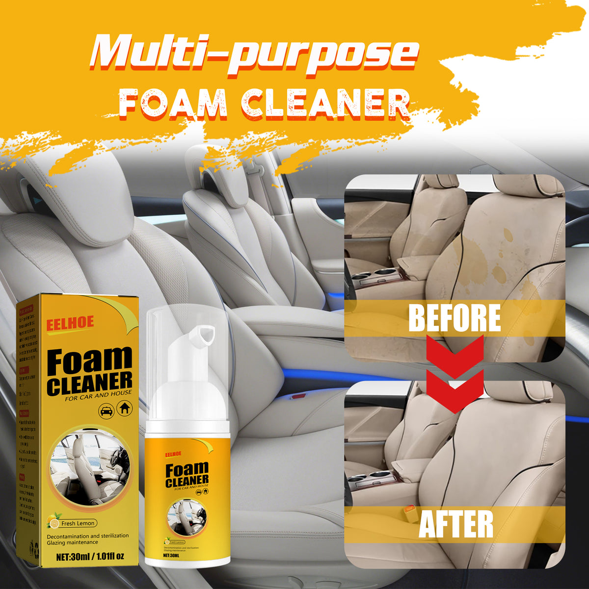 Car Interior Foam Cleaner for Hidden Dirt Removal