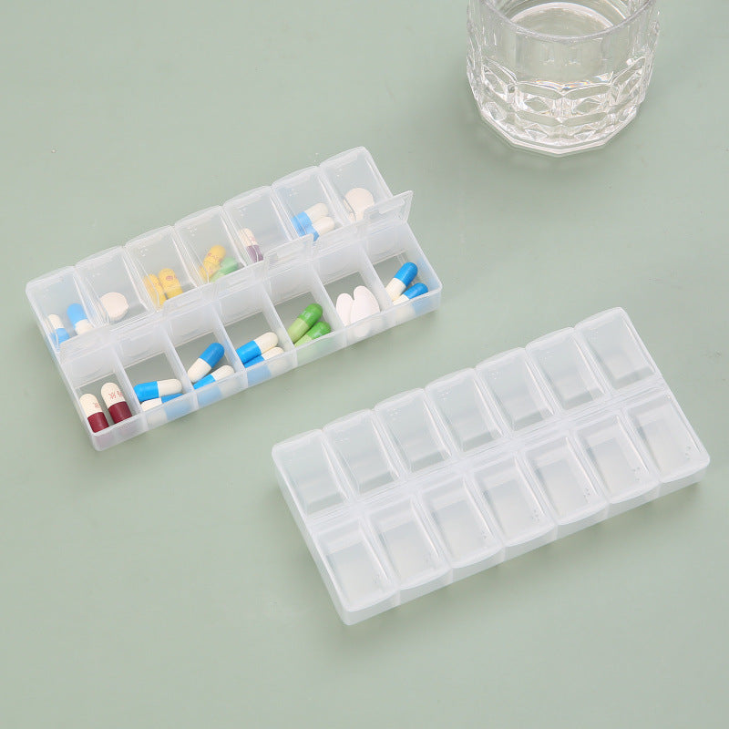 Weekly Travel Pill Organizer with 14 AM PM Compartments