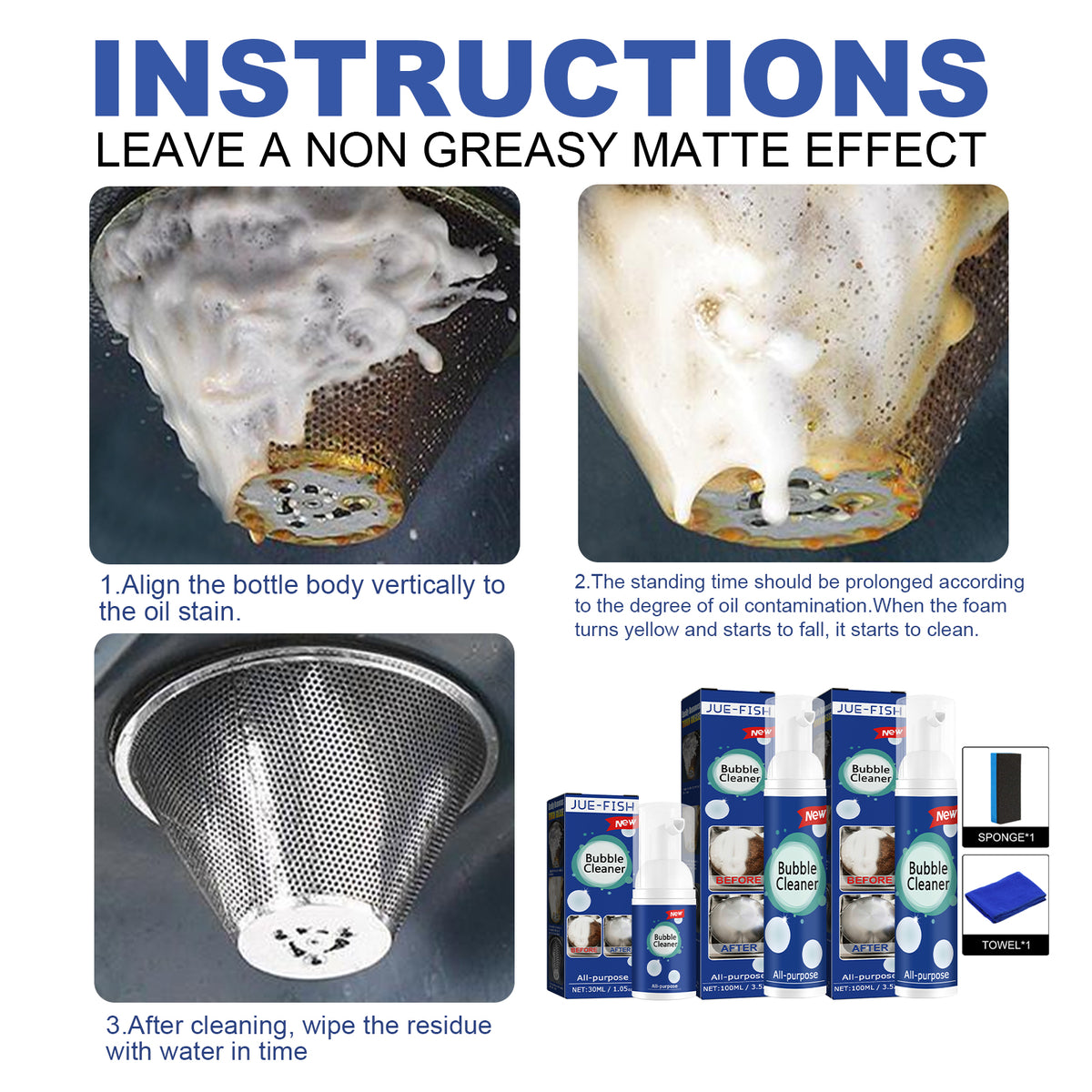 Oil Foam Cleaner for Heavy Kitchen Grease and Grime