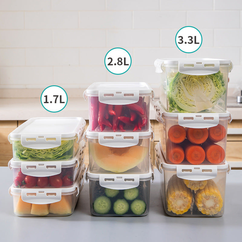 Clear Fridge Storage Box with Lid, Stackable Food Keeper