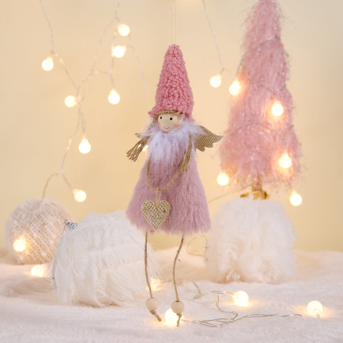 Christmas Angel Ornaments Set of 3 Pastel Tree Decor