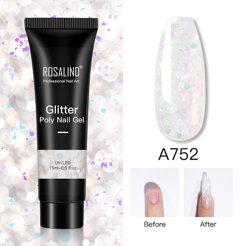 Glitter Poly Nail Gel Extensions for Salon-Style Sparkle