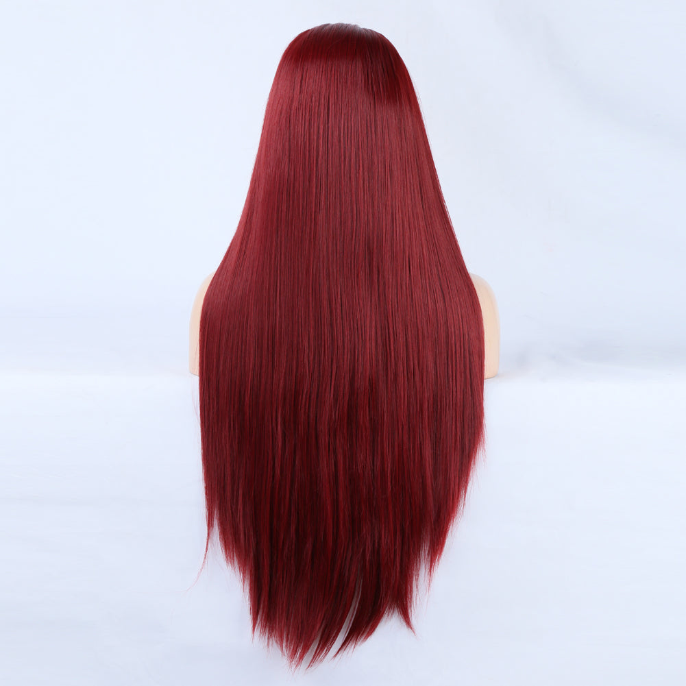 Long Straight Lace Front Wine Red Wig for Instant Glamour