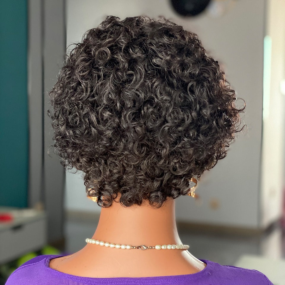 Curly Pixie Cut Lace Wig Human Hair | Natural Volume
