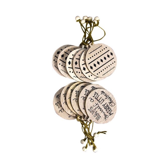 12-Piece Wooden Christmas Ornaments for Rustic Tree Decor