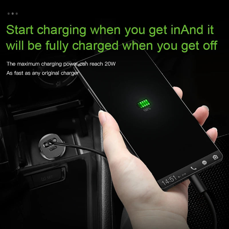 Baseus 30W Car Charger — Dual USB-C PD Fast Charge