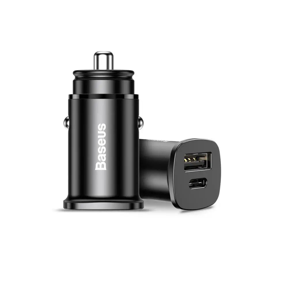 Baseus 30W Car Charger — Dual USB-C PD Fast Charge
