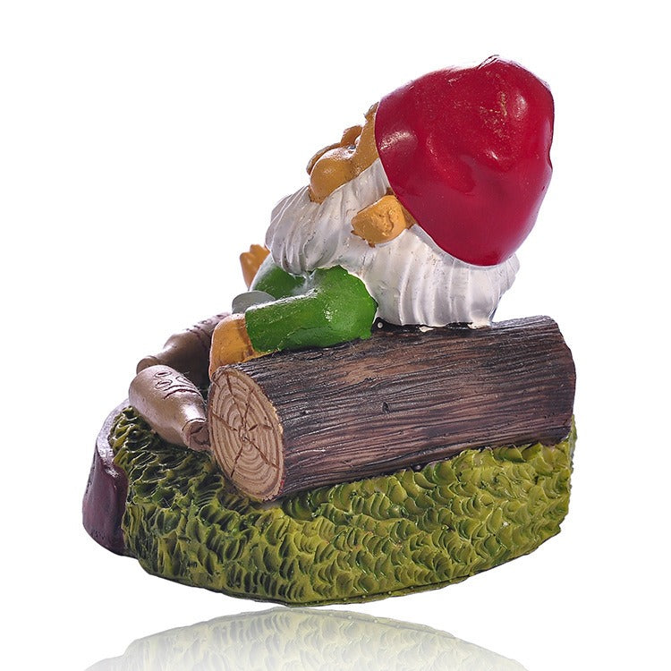 Funny Reclining Gnome Statue for Garden and Wine Lovers