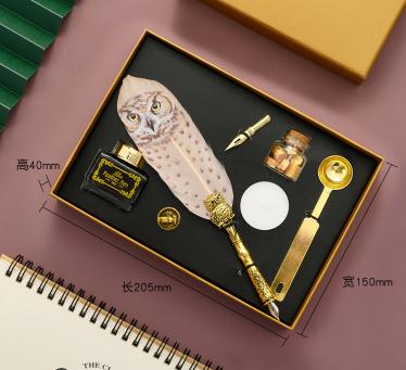 Owl Quill Pen Set: Vintage Writing & Sealing Gift