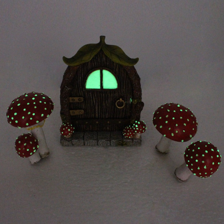 Fairy Garden Door & Mushroom Set for Outdoor Decor