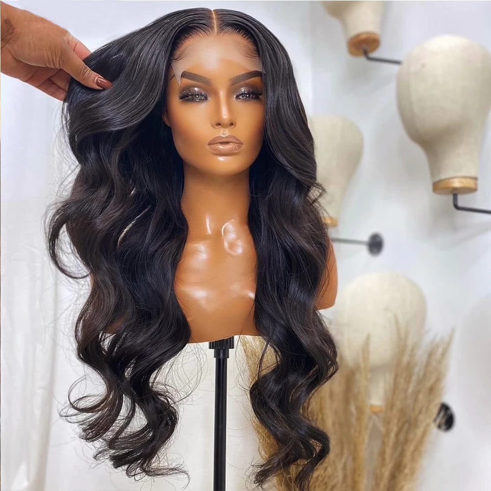 Long Deep Wave Synthetic Wig With Bangs | Glossy Volume