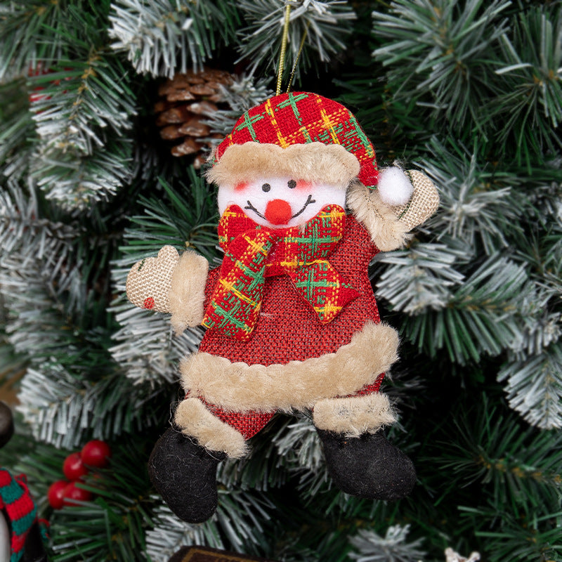 Plush Christmas Tree Ornaments Santa and Reindeer Pair