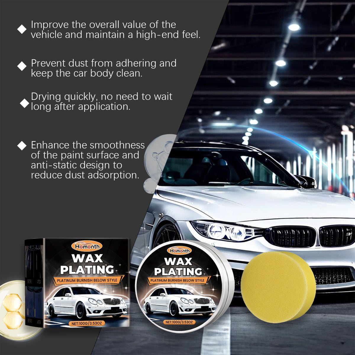 Car Polish Wax Kit for Scratch Repair & Deep Gloss