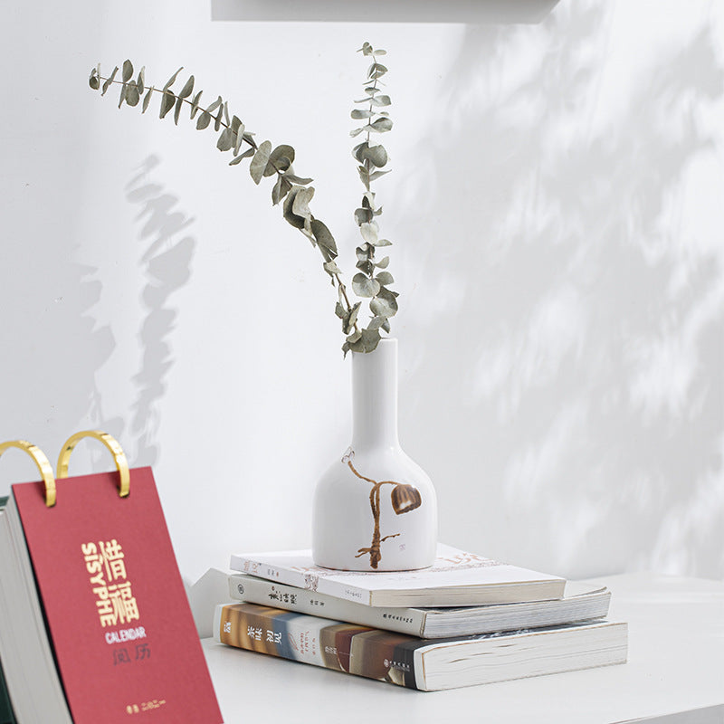 Hand-Painted Ceramic Vase for Desk and Shelf Decor