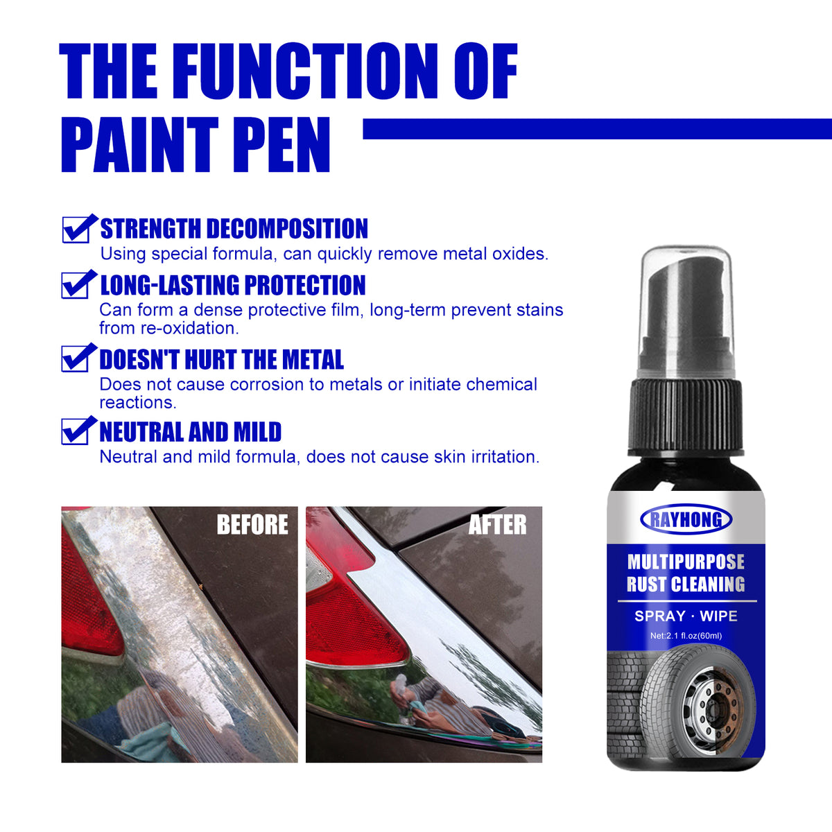 Rust Remover Spray for Metal Doors, Bolts & Wheels