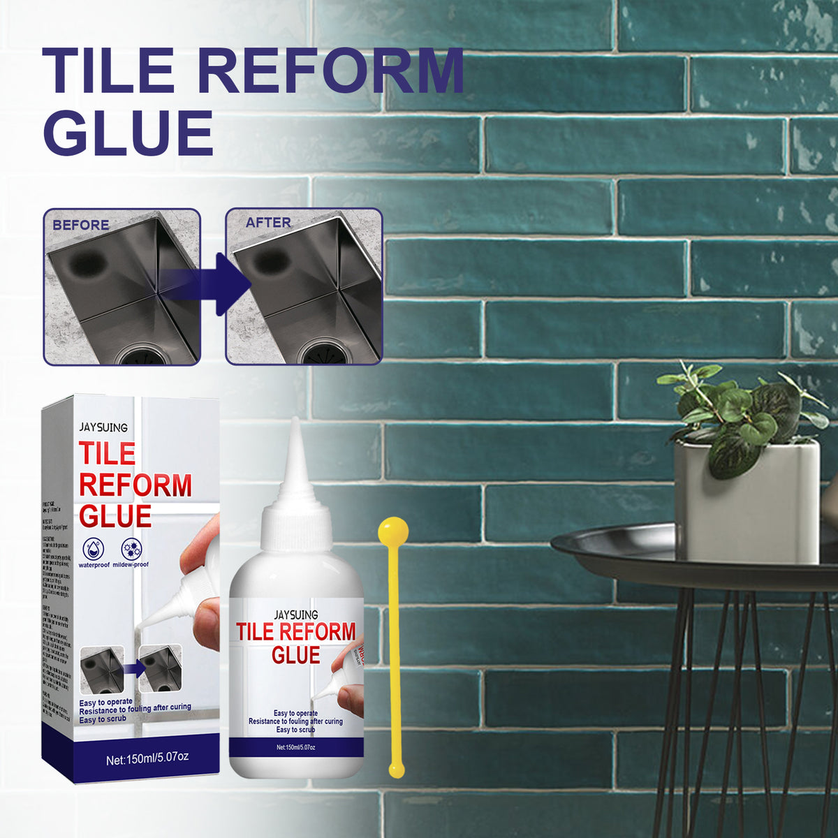 Tile Gap Filler for Waterproof, Mildew-Resistant Repair