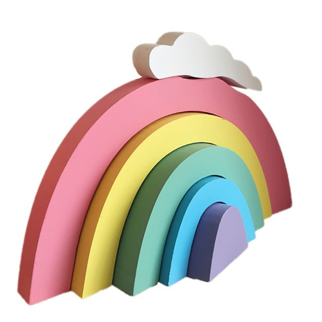 Wooden Rainbow Building Blocks for Playful Room Decor