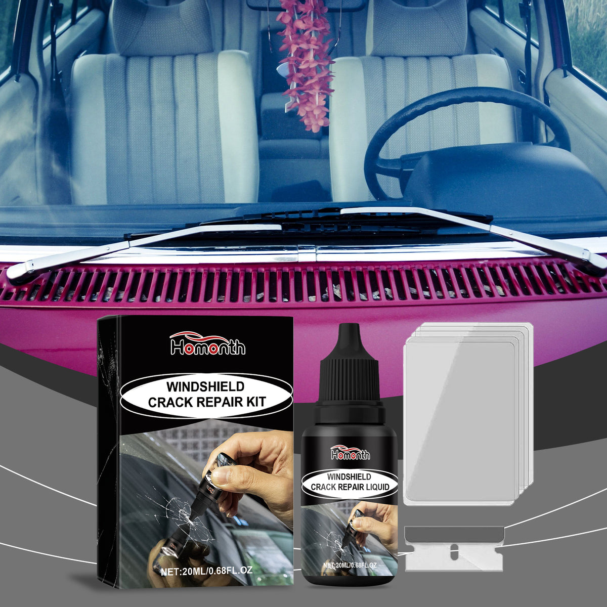 Windshield Crack Repair Kit for Minor Glass Damage