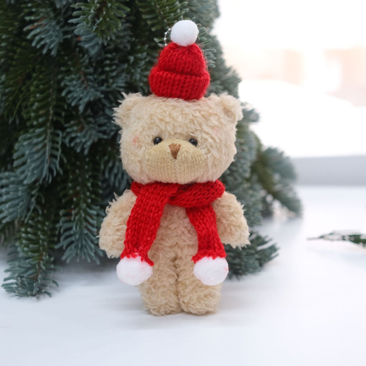 Fuzzy Bear Christmas Ornament for Festive Tree Charm