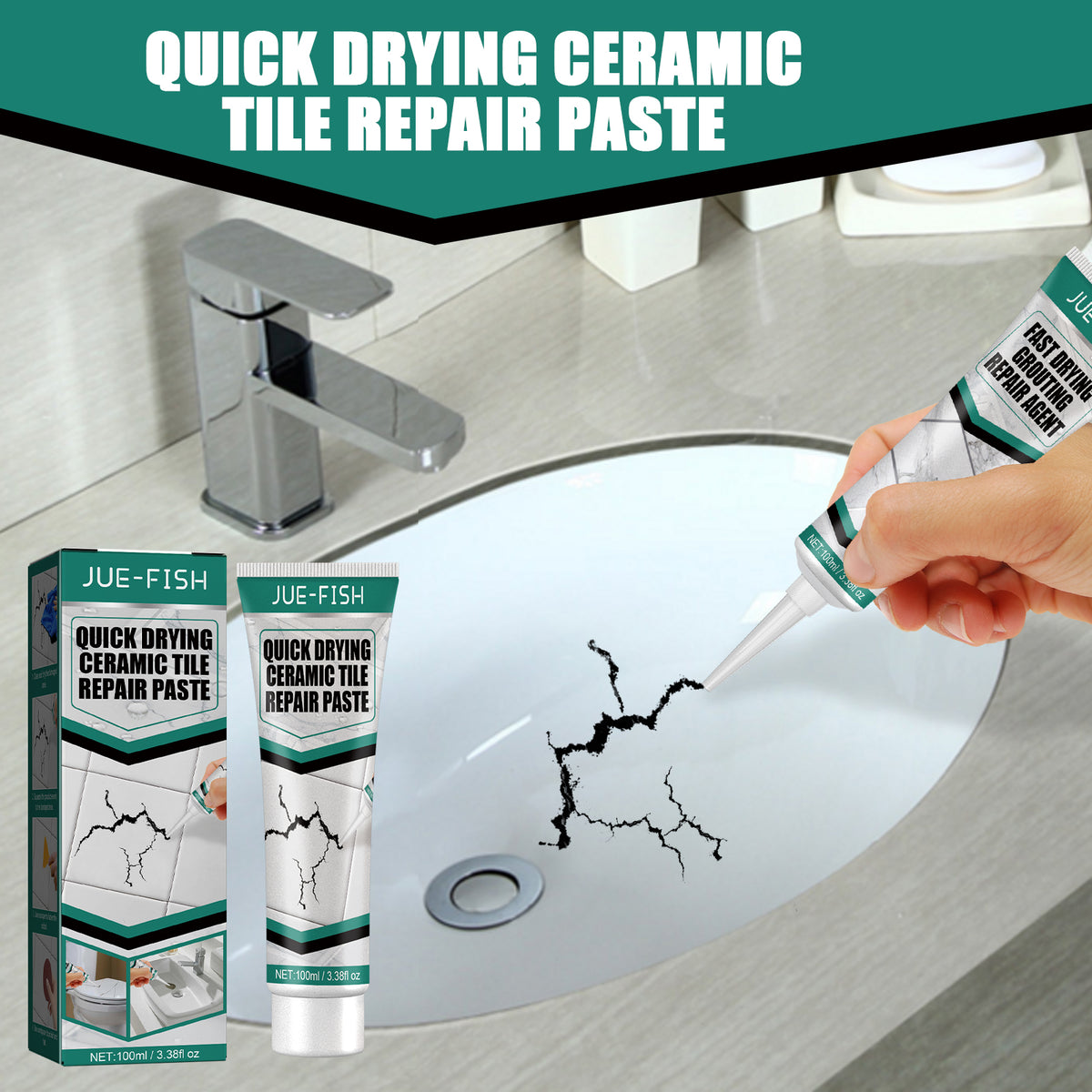 Tile Repair Paste for Cracks and Smooth Ceramic Surfaces