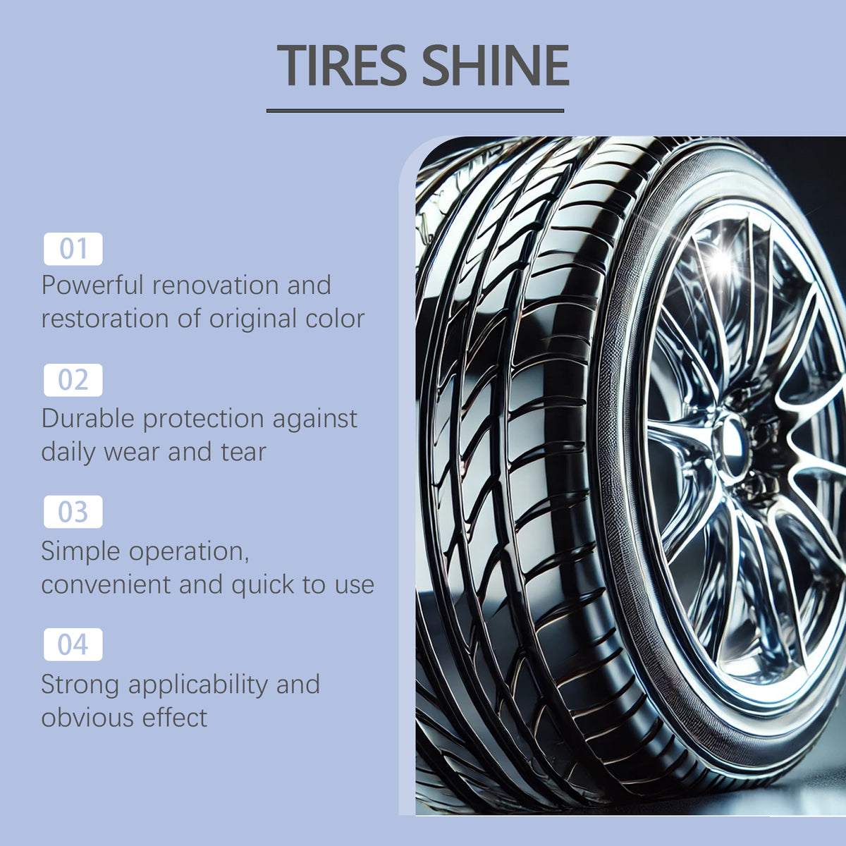 Tire Shine Spray for Deep Black, Wet-Look Protection