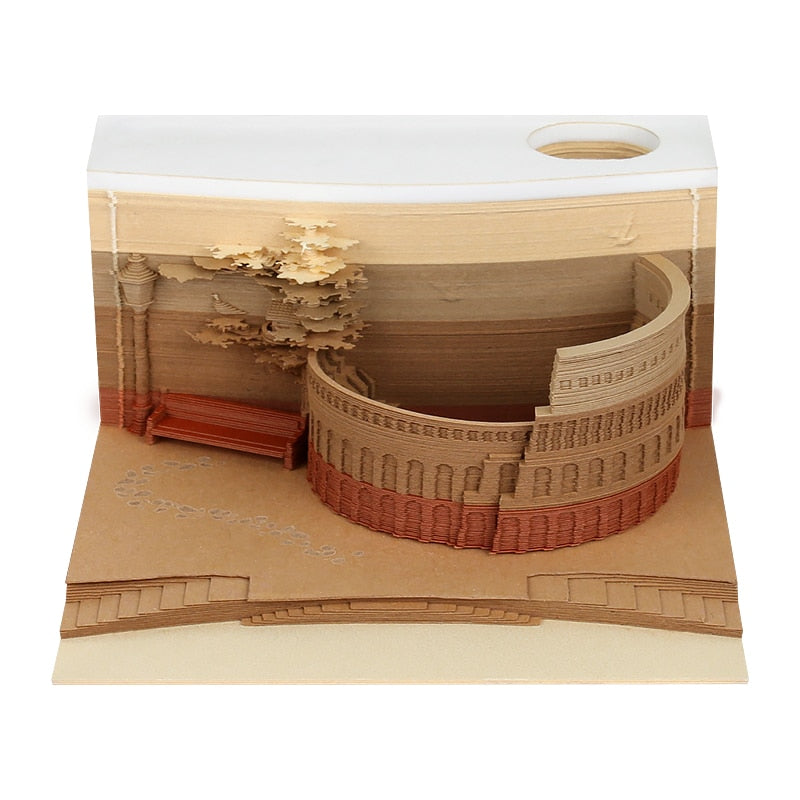 3D Castle Notepad Calendar With Warm LED Desk Light