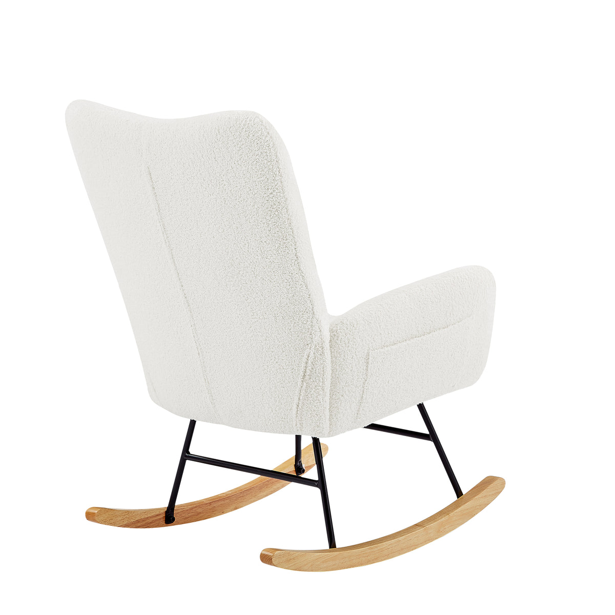 Off-White Teddy Boucle Rocking Chair for Nursery Comfort