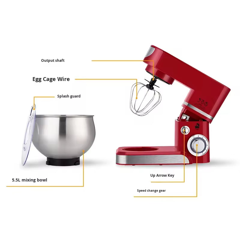 400W Stand Mixer: 6 Speeds for Dough, Eggs and Batter