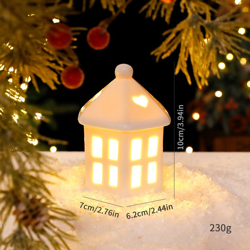 Nordic Ceramic Mini House With Warm Christmas LED Glow