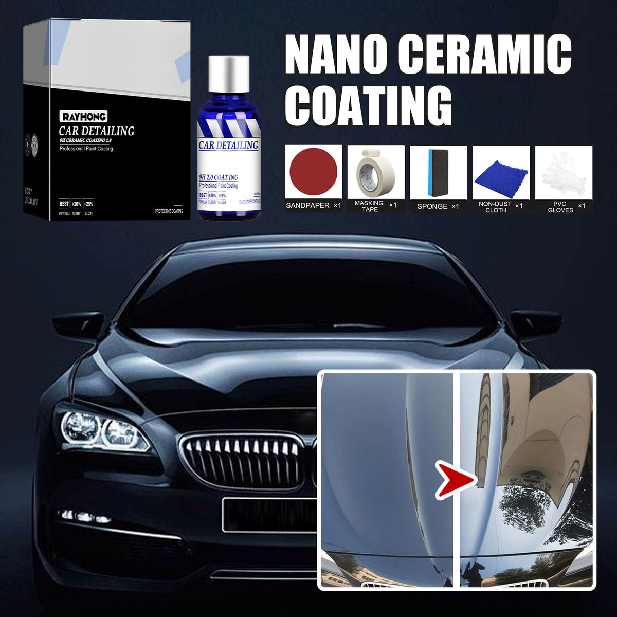 Nano Ceramic Car Coating for Glossy, Hydrophobic Paint