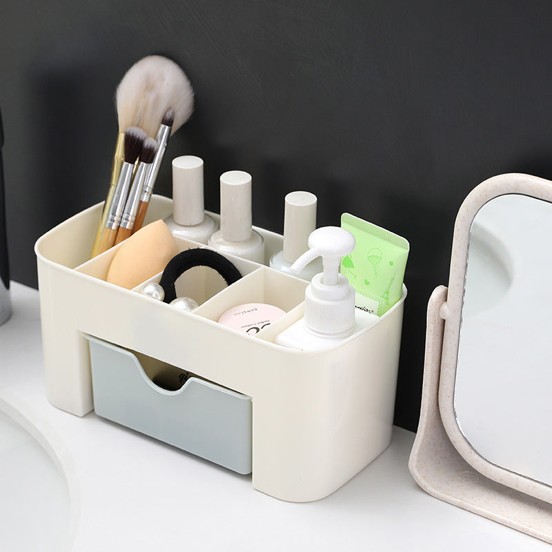Desktop Makeup Organizer Box with Pull-Out Storage Drawer