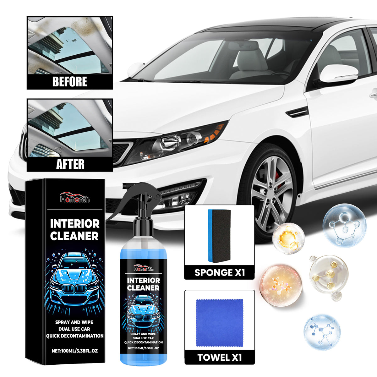 Car Interior Cleaner for Quick Spray-and-Wipe Care