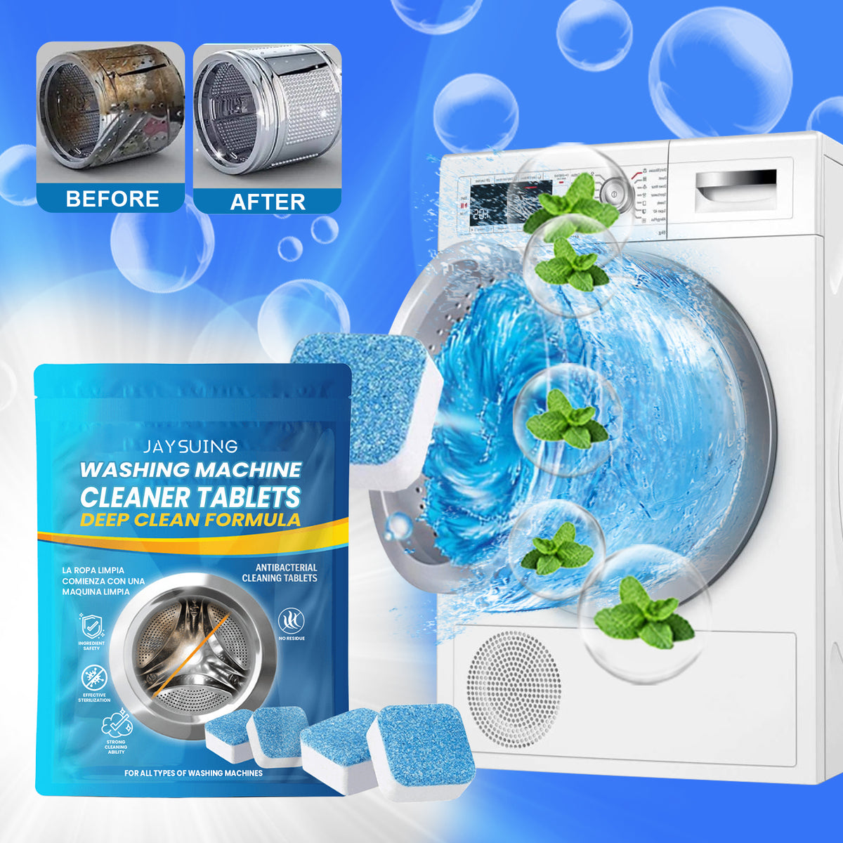 Washing Machine Cleaner Tablets for Deep Odor Control