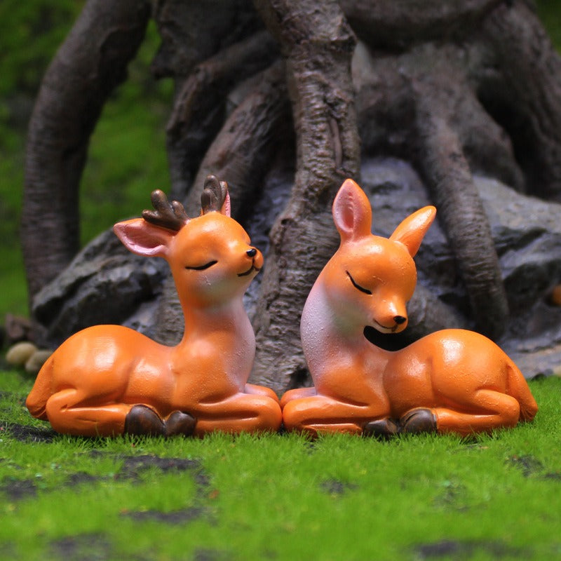 Sika Deer Miniature Figurines for Fairy Gardens