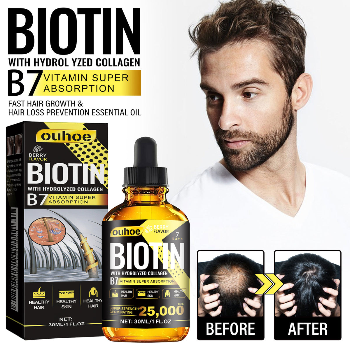 Hair Growth Oil with Biotin B7 & Collagen Support