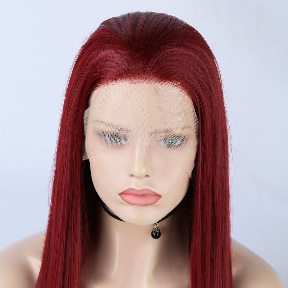 Long Straight Lace Front Wine Red Wig for Instant Glamour