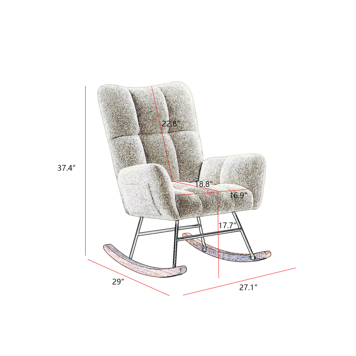Off-White Teddy Boucle Rocking Chair for Nursery Comfort