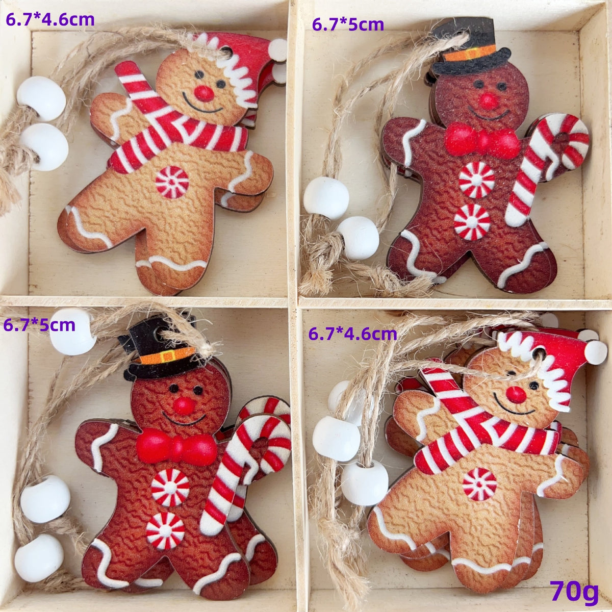 Wooden Gingerbread Ornaments for Rustic Christmas Decor
