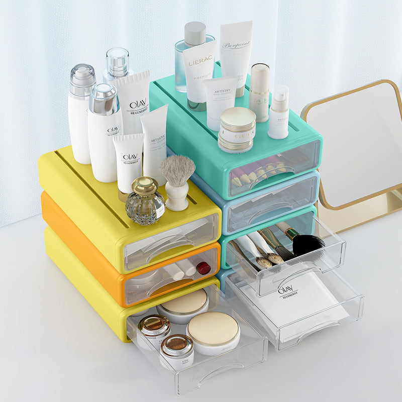 Stackable Desk Drawer Organizer, Clear Pastel Drawers