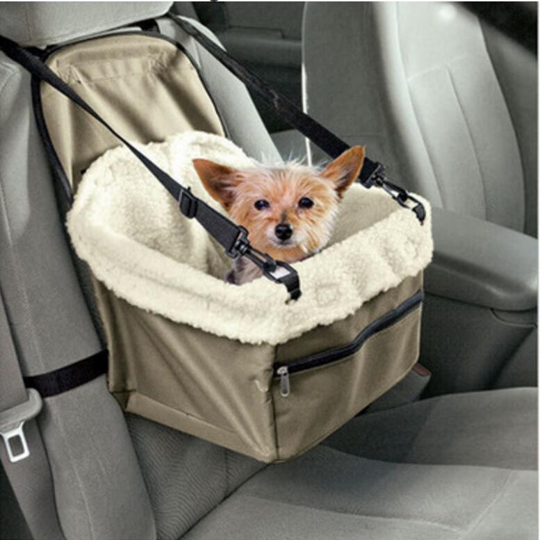 Small Dog Car Booster Seat & Plush Travel Carrier Bag