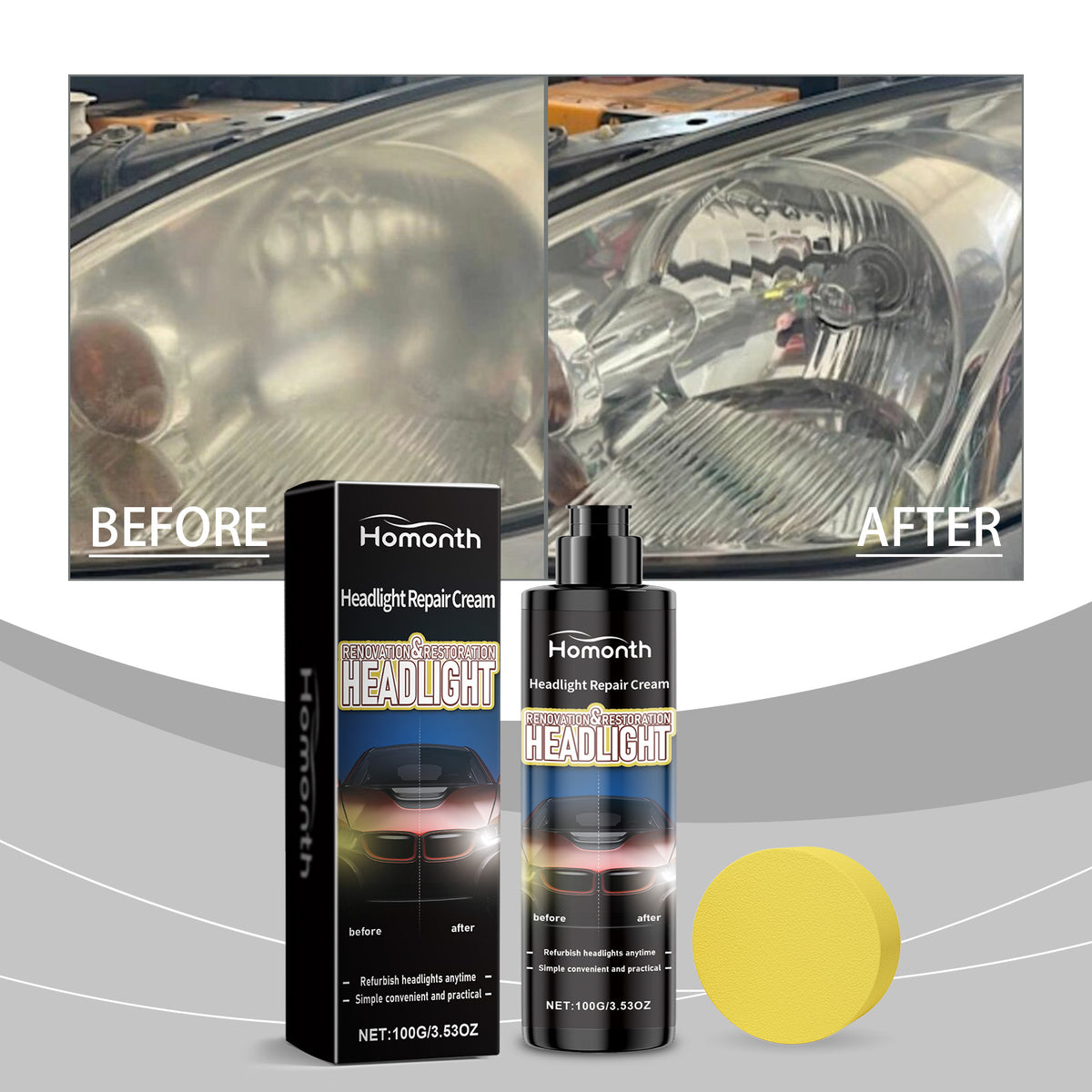 Automotive Headlight Repair Paste for Clearer Lamps