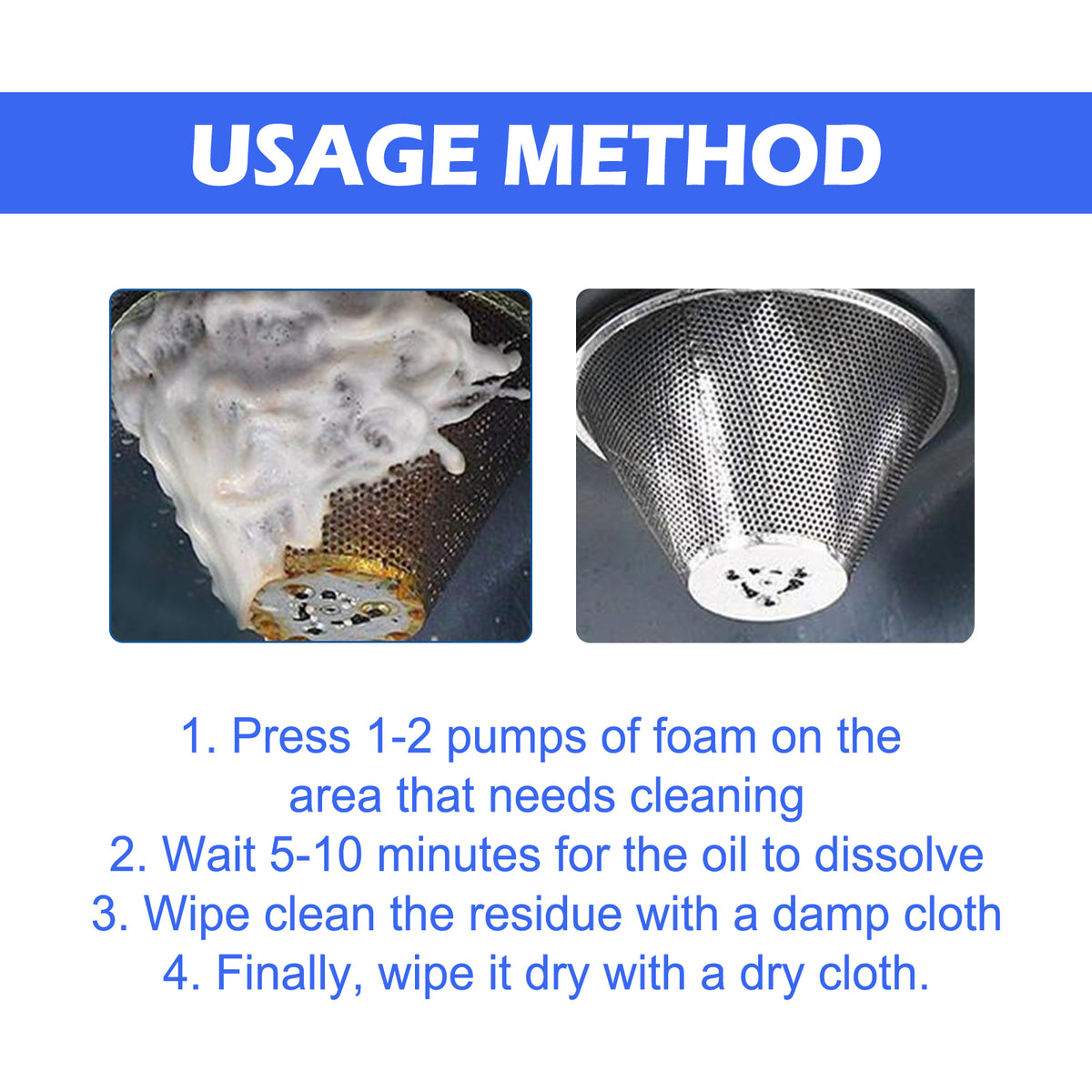 Kitchen Grease Foam Cleaner for No-Rinse Degreasing