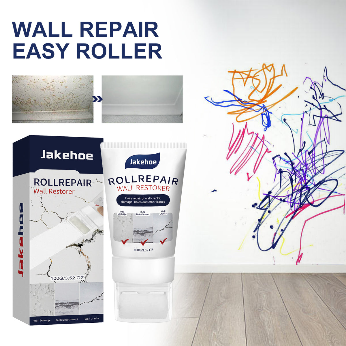 Wall Repair Paste with Easy Roller for Quick Touch-Ups