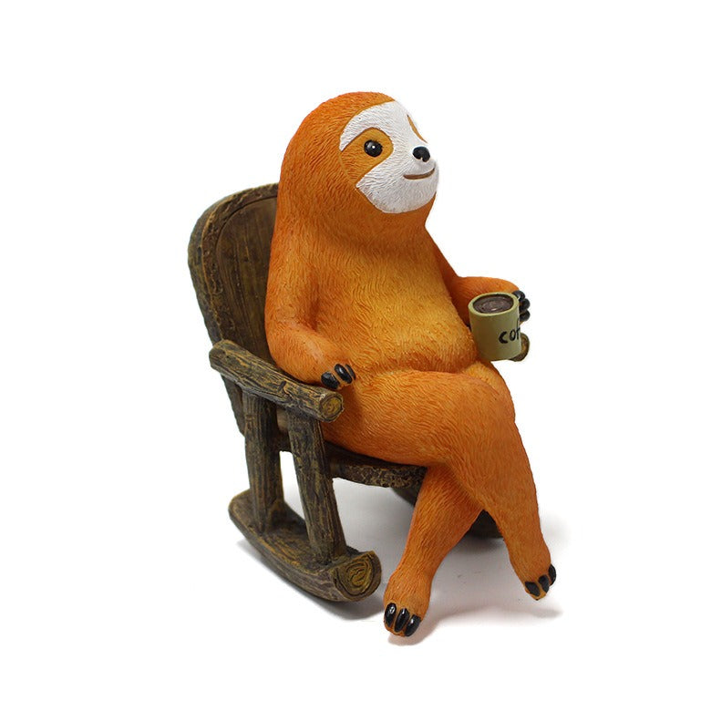 Resin Garden Sloth Statue Relaxing in Rocking Chair