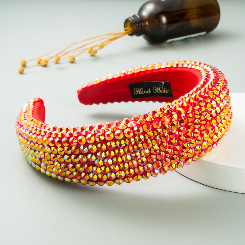 Wide Brim Headband With Full-Drill Sparkle Design